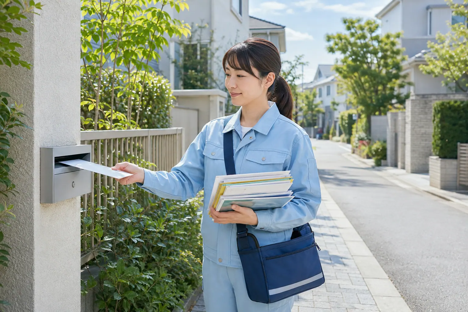 封筒や冊子を配達するスタッフの活用イメージ